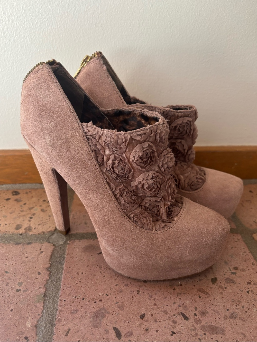 Betsey Johnson Floral High Heeled Booties